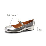 New Split Leather Mary Jane Shoes Women Spring Retro Woman Shoes Round Toe Low Heel Women Pumps Shoes for Women Zapatos De Mujer