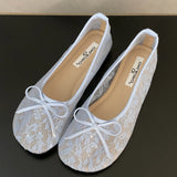 Xajzpa Summer Fashion Concise Round Head  Women Ballet Flats Low Heels Bow Mesh Party Slide Mules Casual Shoes Zapatos De Mujer