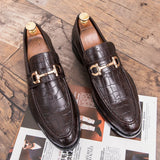 Xajzpa Pointed men's shoes wear high-end wedding shoes in the printed office, formal men's shoes for wedding banquets