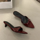 Xajzpa Brand Women Slippers High Heels Sandals Sexy Pointed Open Toe Party Wedding Summer Shoes Woman Soft Outdoor Slides
