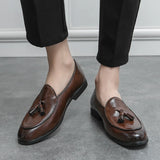 Xajzpa New Classic Men's Business Shoes with British Breathable Simple Tassel Leather Shoe Style Casual Formal Shoes, Men's Sizes 38-46