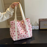 Xajzpa Fresh Sweet Girl Handbag Fashionable High end Corduroy Printed Shoulder Bag Leisure Shopping Commuter Women's Underarm Bag