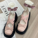 Women Bow Marie Jane Shoes Platform Fashion Mid Heels Sandals Autumn New Pumps Lolita Shoes Dress Casual Chunky Mujer Shoes