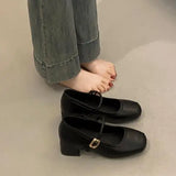 Xajzpa Retro Women Shoes Mary Jane Chunky Sandals Casual Heels Footwear Round Toe 2025 Shallow Mouth Branded Pumps Lolita Block Comfort