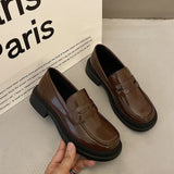Xajzpa Brown Loafers Women Japanese School Students JK Uniform Shoes Round Toe Women Girls Retro Round Toe Lolita Cosplay Shoes Size 42
