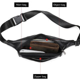 Xajzpa Multifunction Men's Chest Bag 2 Use Genuine Leather Male Single Shoulder Belt Waist Bag Sling Chest Pack For Biker Black