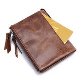 Xajzpa HOT Genuine Crazy Horse Cowhide Leather Men Wallet Short Coin Purse Small Vintage Wallets Brand High Quality Designer