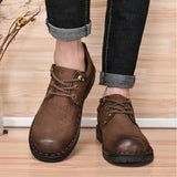 Xajzpa Men Genuine Leather Vintage Loafers Casual Shoes Mens Breathable Driving Flats Fashion Sewing Men Leisure Shoes Sneakers