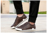 Xajzpa Men's Casual Leather Shoes for Men Fashion Four Seasons Breathable Lace-up Athletic Shoes Shallow Skate Shoes Large Sizes 38-48