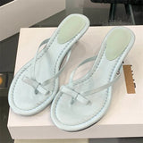 Xajzpa Summer Butterfly-knot Clip Toe Women Slippers Fashion Low Thin Heels Sandals Party Dress Flip Flops Shoes
