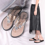 Luxury Rhinestones Flowers Flip Flops Women Summer 2024 Ladies Slippers Flats Sandals Woman Comfortable Anti-Skid Beach Shoes
