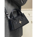 Fashion Design Star Ladies Shoulder Bag Retro Black Sweet Cool Women's Messenger Bags Simple PU Leather Female Clutch Handbags