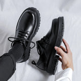 Xajzpa Fashion brand men's genuine leather British style thick soled work shoes for men's comfortable large toe leather shoes