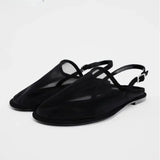 New Luxury Brand Designer Flat Sandals Women Fashion Back Trip Strap Sandalias Mesh Breathable Summer Casual Slides Mules Shoe