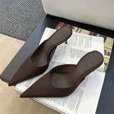 xajzpa Fashion Concise Pointed Toe Women Slippers Thin Low Heels Casual Party Pumps Summer Slide Mules Shoes