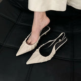 Xajzpa Brand New Women Sandal Shoes Fashion Point Toe Ladies Elegant Slingback Sandals Med Heel Dress Pumps Shoes Mujer