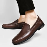 Xajzpa Men's comfortable walking shoes made of genuine leather, one foot loafers, new trendy designer, Mo hot selling driving shoes