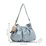 Xajzpa New Lightweight Nylon Drawstring ToteBag Literary Leisure Wrinkle Crossbody Bag Lazy Large Capacity Student Underarm Wrinkle Bag