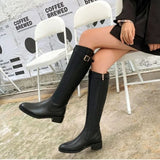 Xajzpa Black Elegant with Low Heels Shoes for Woman Long Brown Women's Boots Winter Knee High Shaft Stylish Lastest Price Goth