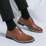 Xajzpa High end Brand Men's Shoes Formal Lace Sharp Smooth Casual Fashion Classic Elegant Business Leather Shoes