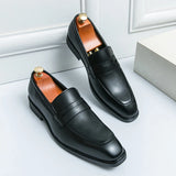 Xajzpa Ripe young men's simple genuine leather loafers elegant business fashion black formal luxury one foot casual office shoes