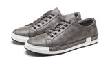 Xajzpa Men's Casual Leather Shoes for Men Fashion Four Seasons Breathable Lace-up Athletic Shoes Shallow Skate Shoes Large Sizes 38-48