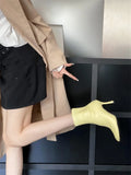 xajzpa Spring Autumn SEXY Round Toe Women Ankle Boots Concise Thin High Heels Shoes Fashion Side Zipper Short Booties
