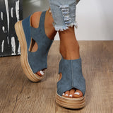 Summer Plus Size Wedge High Heels Sandals Women 2024 Peep Toe Platfrom Sandals Woman Buckle Strap Non Slip Beach Sandles Mujer