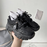 Xajzpa - 2023 Women's Chunky Sneakers Thick Bottom Platform Chain Vulcanize Shoes Fashion Breathable Casual Walking Shoe for Woman Female