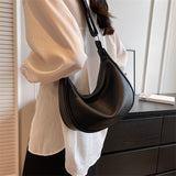 Xajzpa - Designer Simple Women's Hobos Bag Soft PU Leather Shoulder Crossbody Bags for Women 2023 Vintage Lady Half Moon Handbags Travel