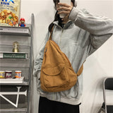 Xajzpa - Canvas Chest Bag Women Women Shoulder Messenger Bag Unisex Canvas Crossbody Bag Muliti Pocket Casual Women Bag