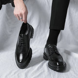 Xajzpa Men's leather shoes, Italian brand, versatile for business, formal wear, casual, high-quality brown, classic block shoes.