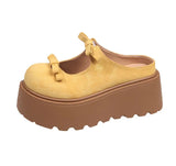 Xajzpa Versatile bow women's spring summer new style thick sole height increase simple comfortable daily casual women's shoes