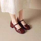 Xajzpa Women Shoes Autumn Oxfords Female Footwear Fall New Wedding Leather Dress Retro On Heels Mary Janes Shoes Woman Female Foot