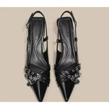 Xajzpa Black Fashionable Pointed Toe Shallow Mouth New High-heeled Shoes Summer Elegant Buckle Decorated Stiletto Women's Pumps
