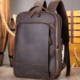 Xajzpa Genuine Leather Men Backpack15" Laptop Daypack Cow Leather School Bag Male Travel Bag Crazy Horse Leather Bagpack Male