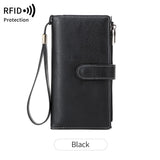Xajzpa Fashion Retro Women's Long Wallet RFIDTrifold Large Capacity Credit Card Holder Card Holder Double Zipper Clutch Wristlet Wallet