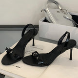 Xajzpa Summer Fashion Narrow Band Open Toe Sandals Thin Low Heel Gladiator Women Party Shoes Zapatos De Mujer