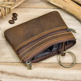 Xajzpa   Men's Genuine Leather Zipper Coin Wallet Wowen natural Leather Mini Short Purse Card Holder Change Purse For Man Clutch Wallets