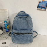 Xajzpa  Classic Popular Solid Color Denim Backpack, Comfortable Fabric, Large Capacity, Suitable for Business Travel