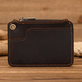 Xajzpa   Men's Genuine Leather Zipper Coin Wallet Wowen natural Leather Mini Short Purse Card Holder Change Purse For Man Clutch Wallets