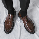 Xajzpa Men's Leather Shoes Italian Brand Business Dress Versatile Casual Shoes High Quality Brown Classic Shoes Large Size 38-46