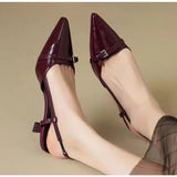 Xajzpa New Pointed Toe Sexy Mid Heels Party Shoes Women Sandals Designer Brand Pumps Slingback Casual Shoes Dress Shoes