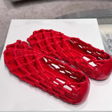 Xajzpa Luxury Brand Designer Flat Sandals for Women Fashion Woven Hollow Loafers Summer 2026 Comfort Beach Casual Shoe Zapatos De Mujer