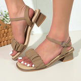 Ladies high-heeled sandals with toe straps summer new style wear fairy wind net red Roman sandals thick heel sandals