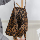 Xajzpa  Classic Leopard Printing Top-handle Bag Women Corduroy Shopping Bag Large Capacity Book Tote Bag Female Casual Shoulder Bag