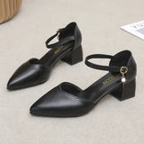 Xajzpa Beige Heeled Sandals Comfort Shoes for Women Med Buckle Strap 2025 Summer Black Block Girls Low Closed High Medium New Fashion S