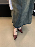 Xajzpa Retro Style Thick Heel Spring and Autumn Women Mary Jane Shoes Fashion Shallow Pointed Toe Ladies Comfort Office Pumps Footwear