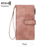 Xajzpa Fashion Retro Women's Long Wallet RFIDTrifold Large Capacity Credit Card Holder Card Holder Double Zipper Clutch Wristlet Wallet