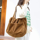 Xajzpa  Simple Casual Totes Teenager Students Corduroy Shoulder Bag Women Large Drawstring Handbag Ladies Shopping Bags